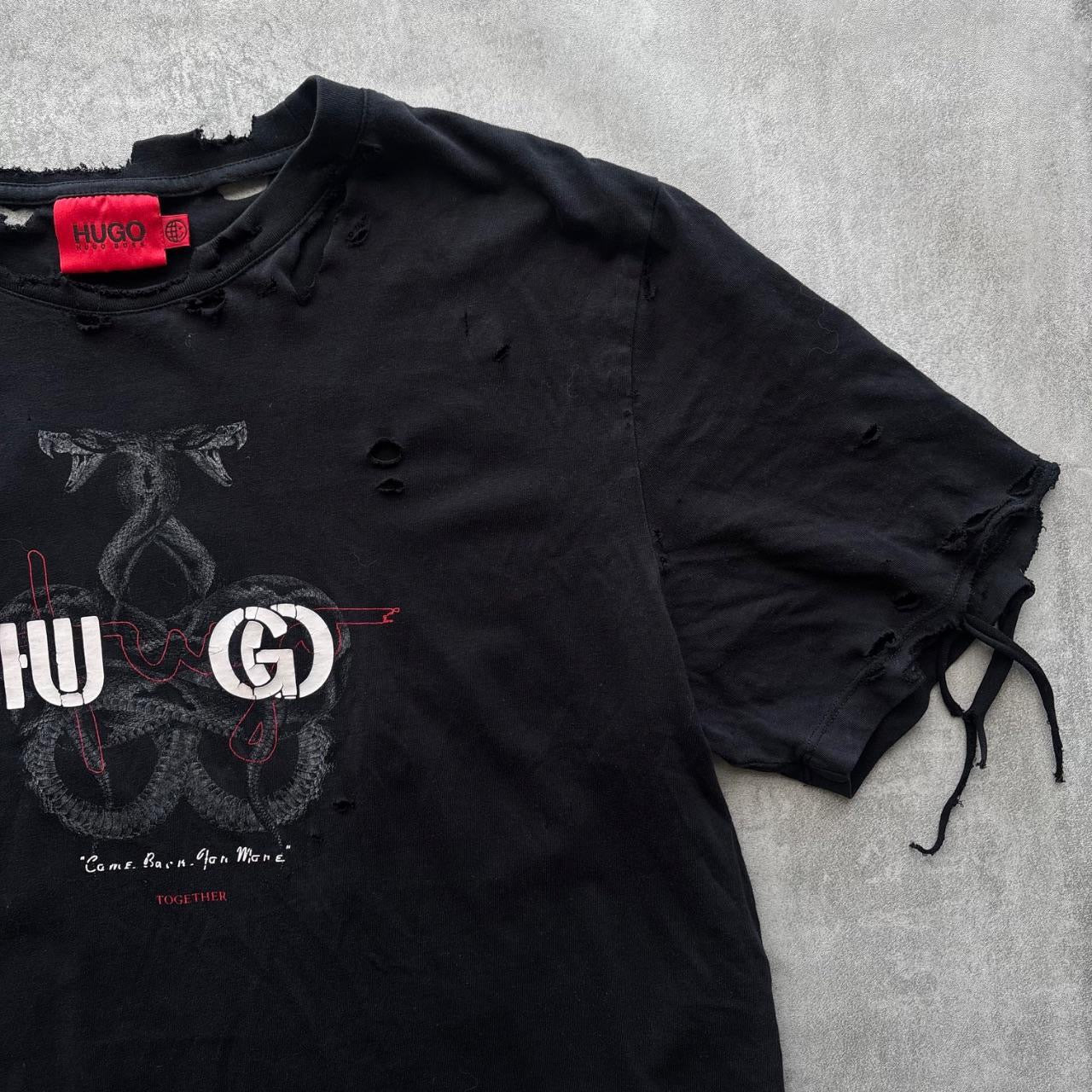 HUGO BOSS DISTRESSED T-SHIRT | O/S, Red