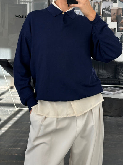 Gianni Versace Versus 1990s Pure Wool Bespoke Button Polo Jumper - L