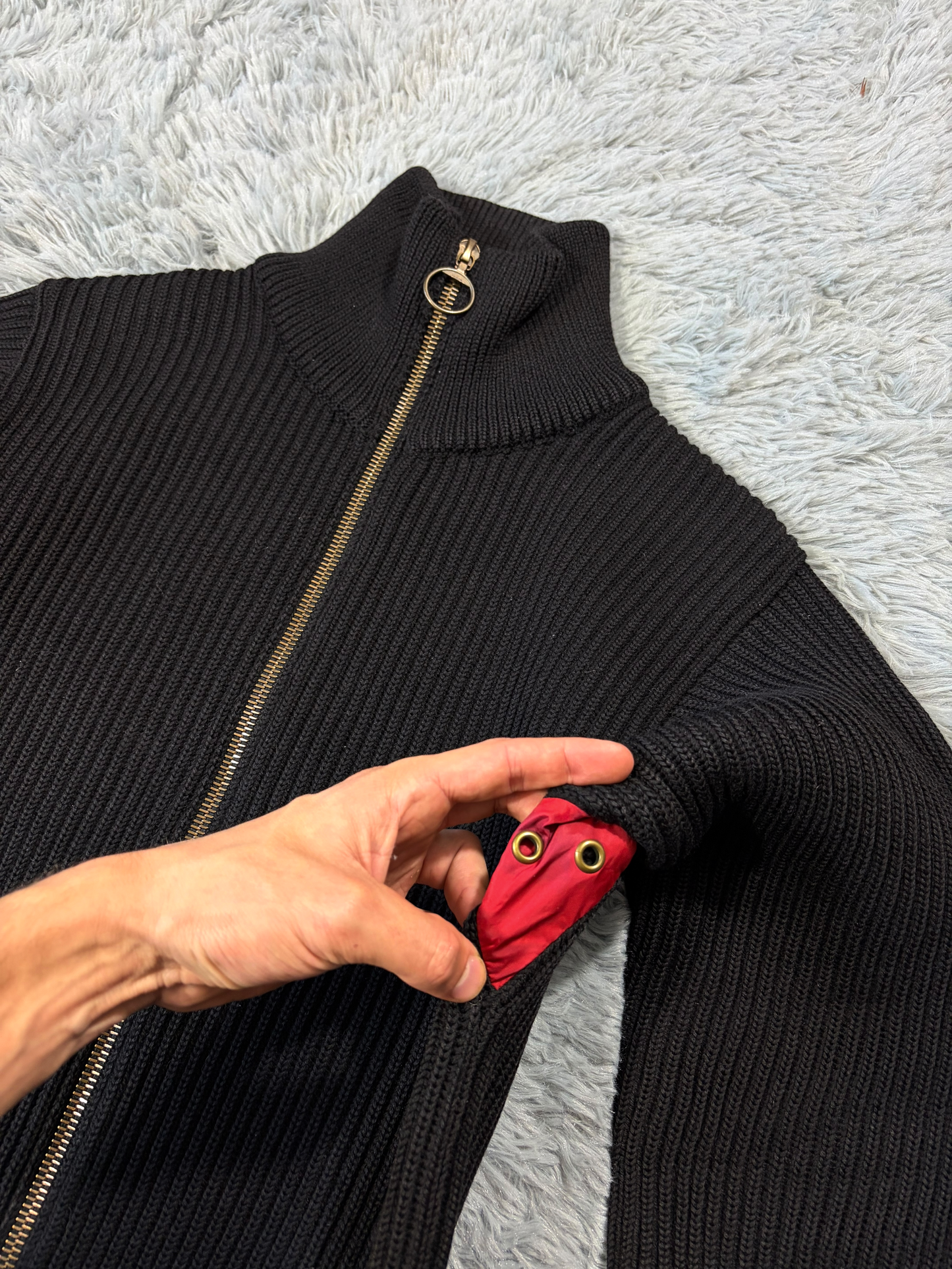 Prada Sport 00’s Heavyweight Ribbed Cardigan Knit Jacket - S/M | O/S, Multicoloured