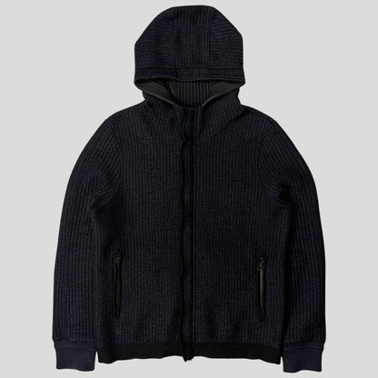 Stone Island AW04 Heavy Ribbed Knit Spellout Hoodie Jacket - M | Default Title, Navy