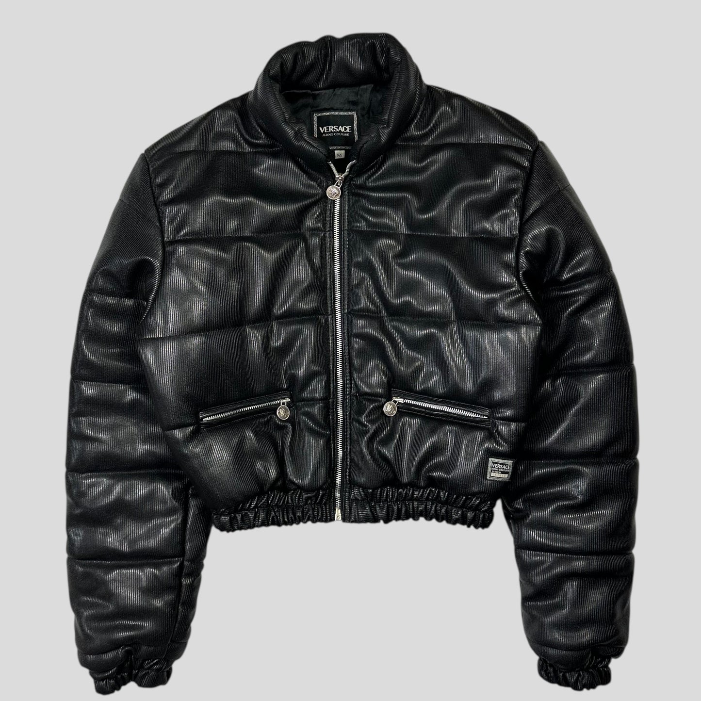 Versace VJC 90’s Liquid Silk Ribbed Cropped Puffer - S/M
