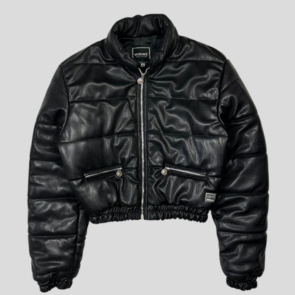 Versace VJC 90’s Liquid Silk Ribbed Cropped Puffer - S/M