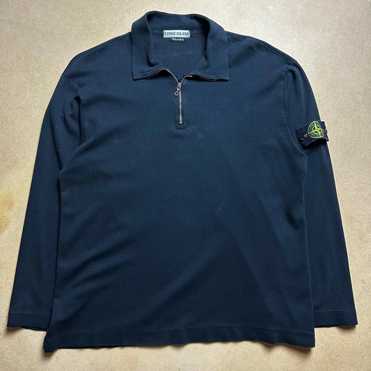 S/S 1997 Black Cotton Quarter Zip Sweater