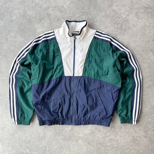 Adidas 1990s lightweight colour block embroidered shell jacket (M)