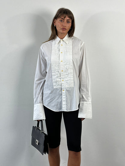 Yves Saint Laurent Pour Homme 1990s Tuxedo Cotton Dress Shirt - M