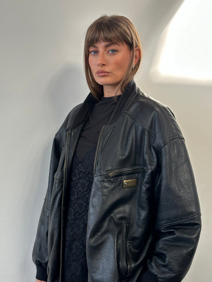 Vintage BMW 1990s Leather Bomber Jacket - XL