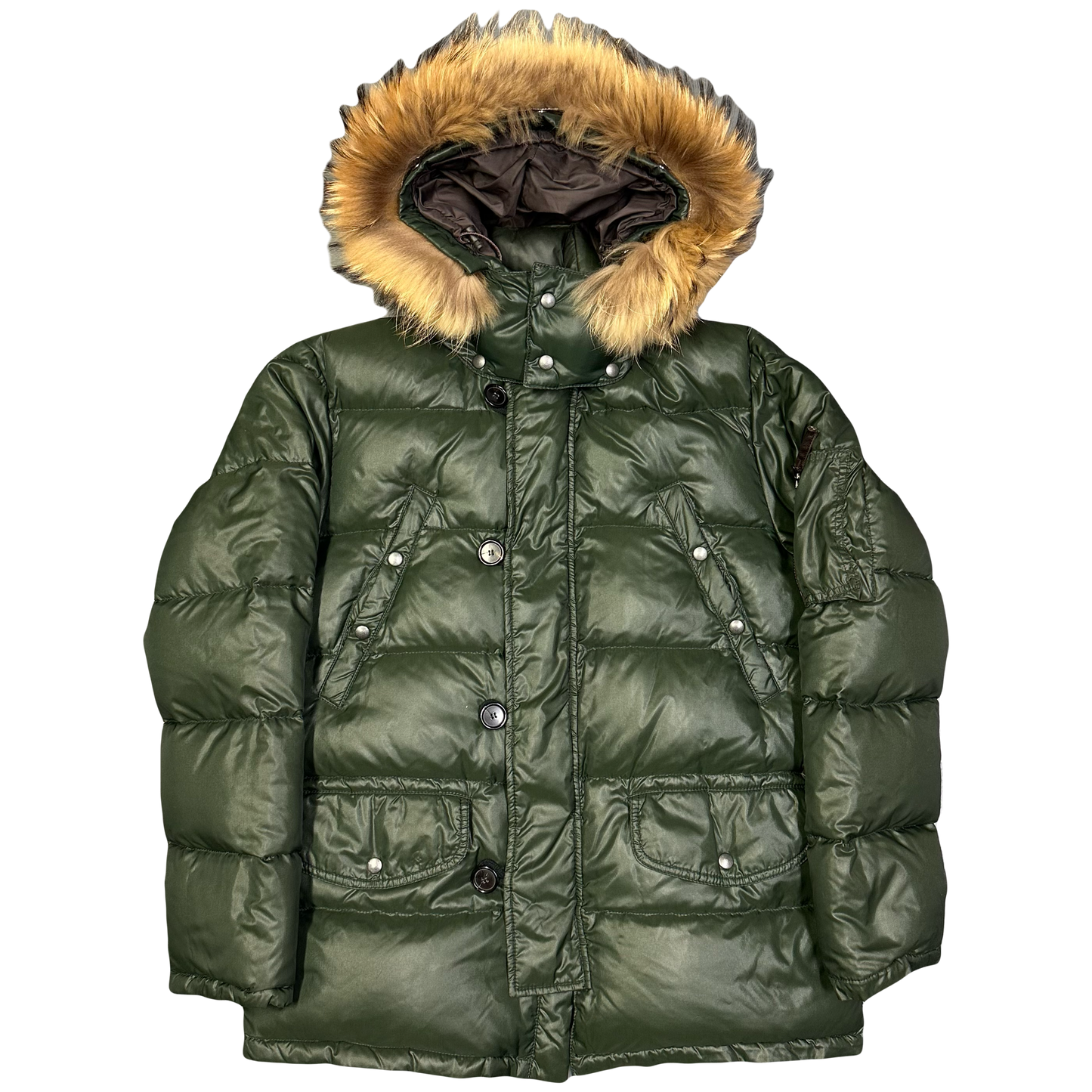Duvetica Fur Hood Puffer Jacket In Green ( M )