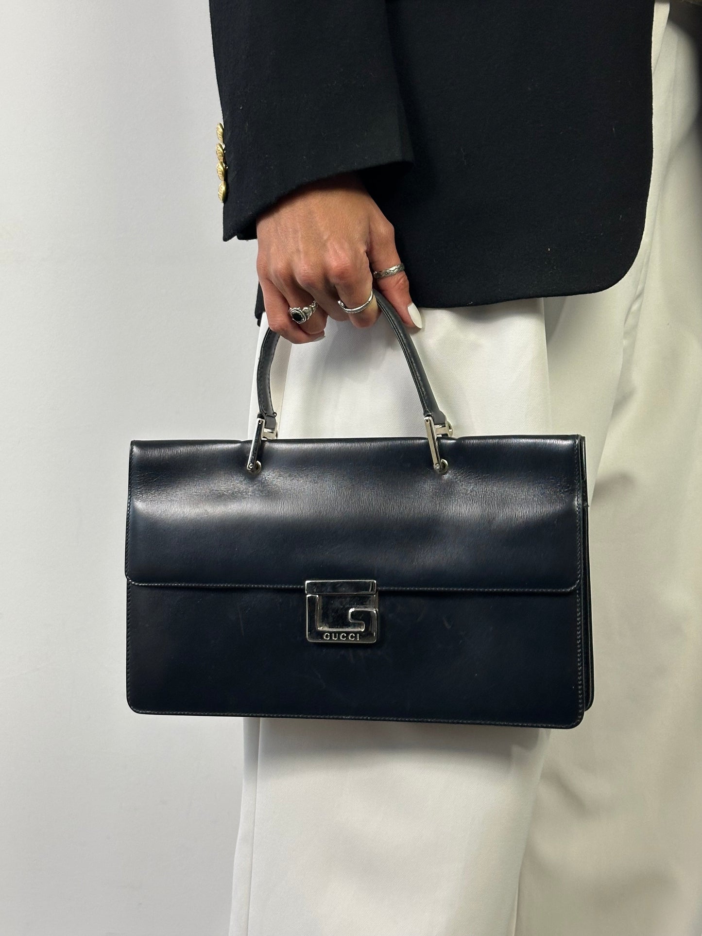 Gucci 1990s Tom Ford Square G Leather Handbag