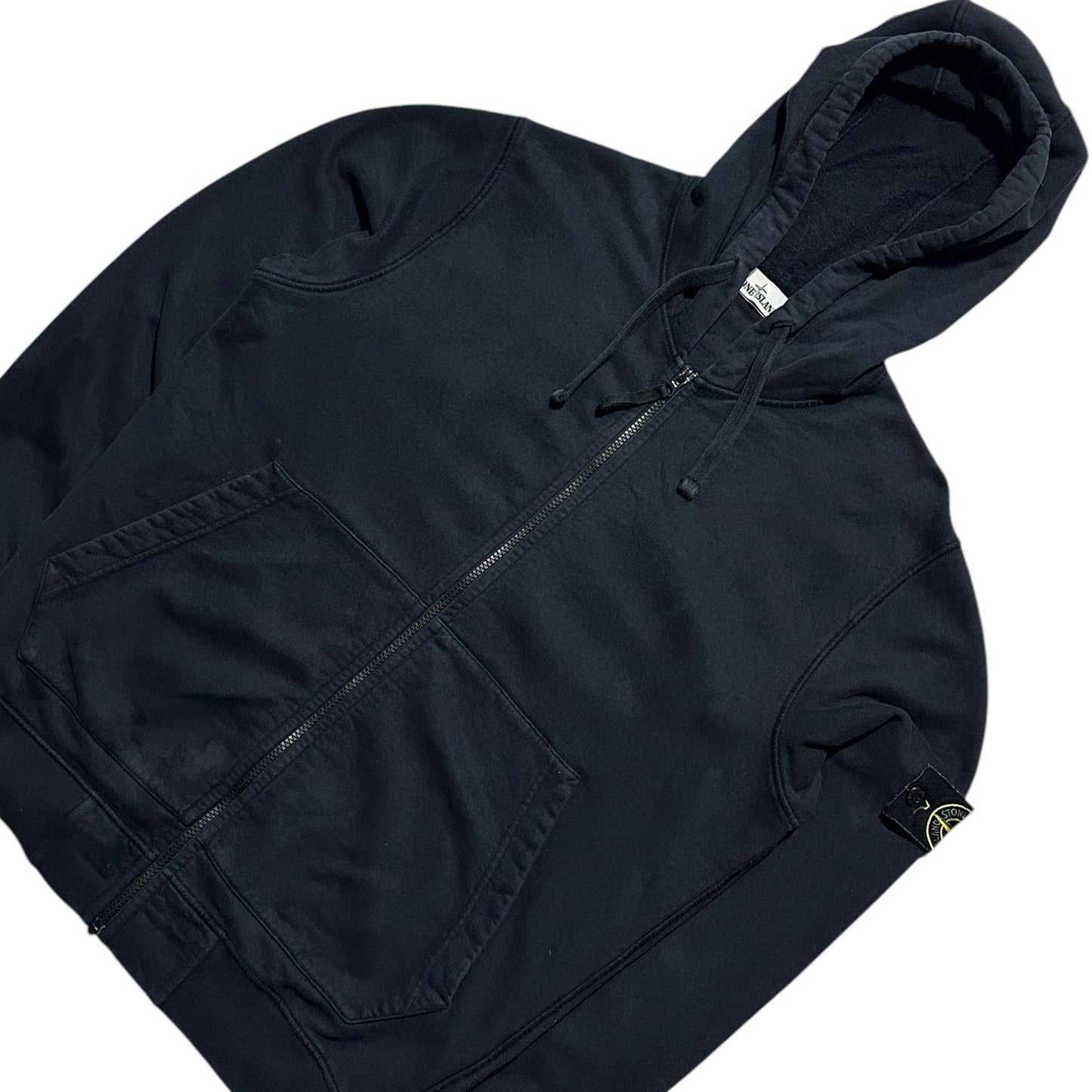 Stone Island Zip Up Thick Cotton Hoodie