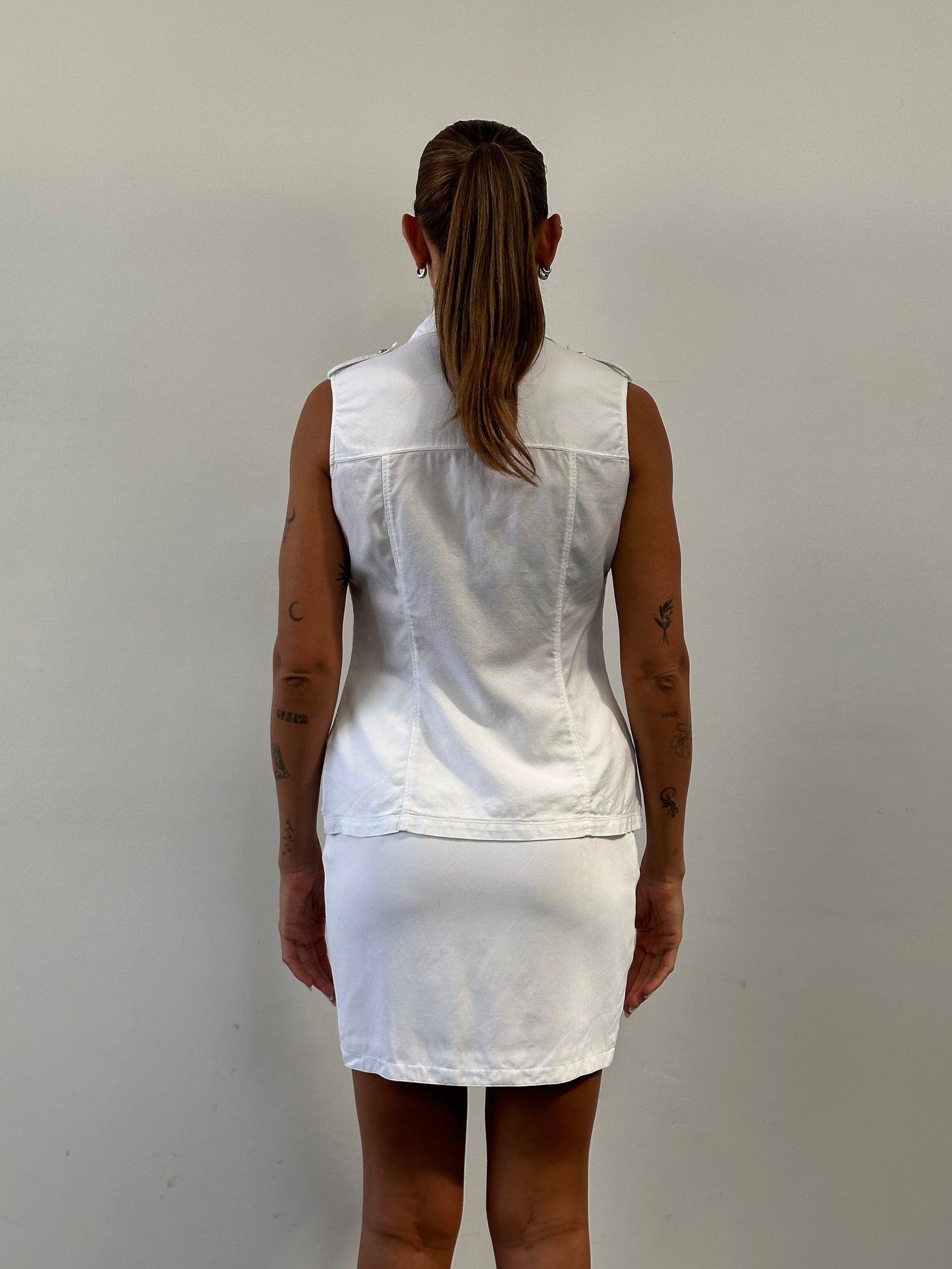 Gianni Versace Versus 1990s Bespoke Button Two Piece Skirt Set - M/W26