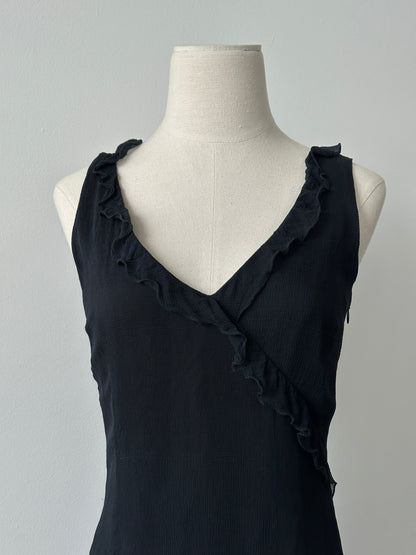 Max & Co 2000s Pure Silk Ruffle Trim Mini Dress - S