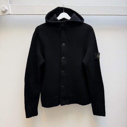 Stone Island Vintage Early 2000s Wool Hooded Cardigan – Black (S/M) | Small, Black