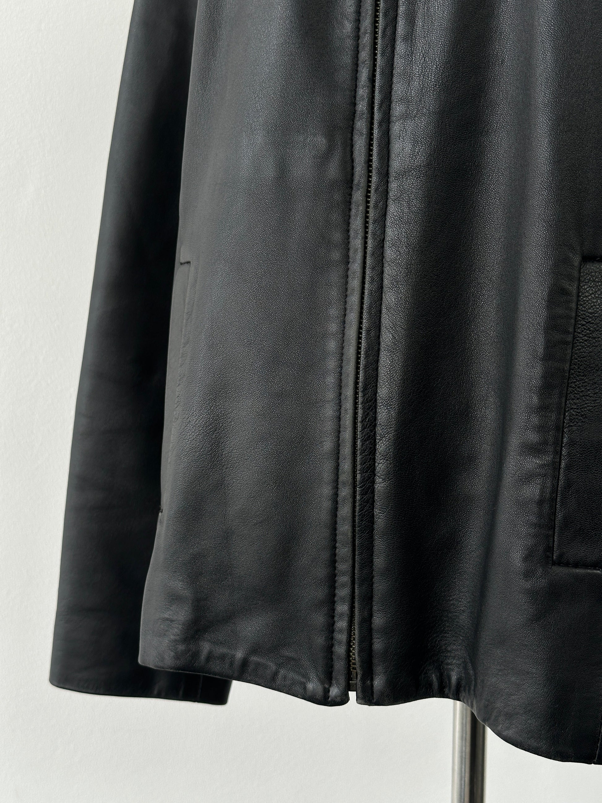 British Vintage 1990s Minimal Smooth Leather Jacket - M
