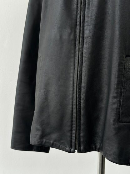 British Vintage 1990s Minimal Smooth Leather Jacket - M