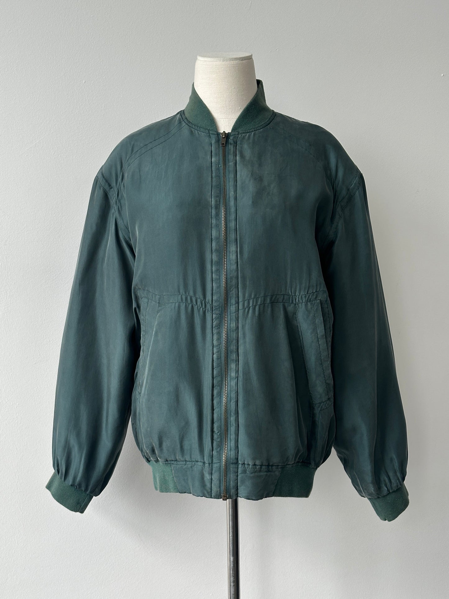Vintage 1990s Pure Silk Bomber Jacket - M