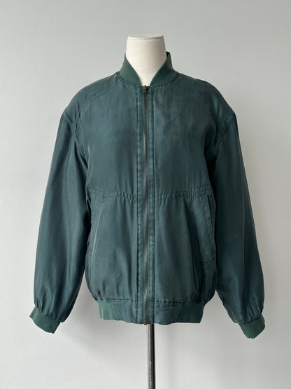 Vintage 1990s Pure Silk Bomber Jacket - M