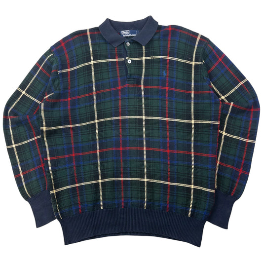 Vintage 90s Polo Ralph Lauren Tartan Polo Jumper Size L