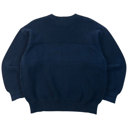Vintage 90s Burberry Embroidered Knit Jumper Size L | Large, Navy