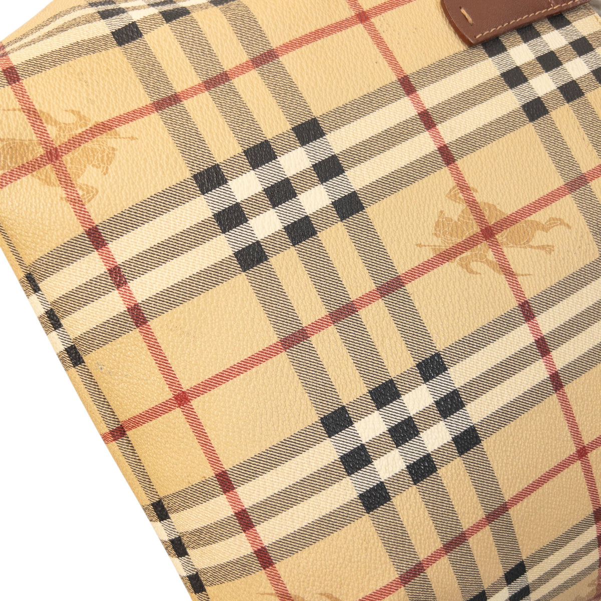Vintage 2000s Burberry Nova Check Leather Shoulder Bag | O/S, Beige