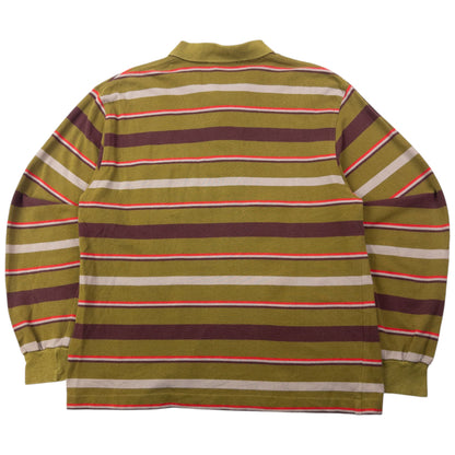 Vintage 80s YSL Yves Saint Laurent Striped Long Sleeve Polo Shirt Size S | Small, Red
