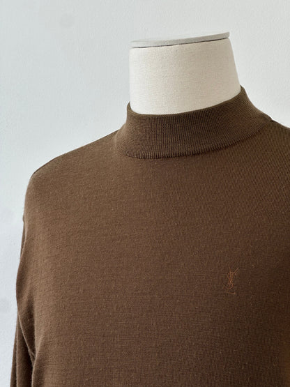 Yves Saint Laurent 1990s Pure Wool High Neck Knit Jumper - M