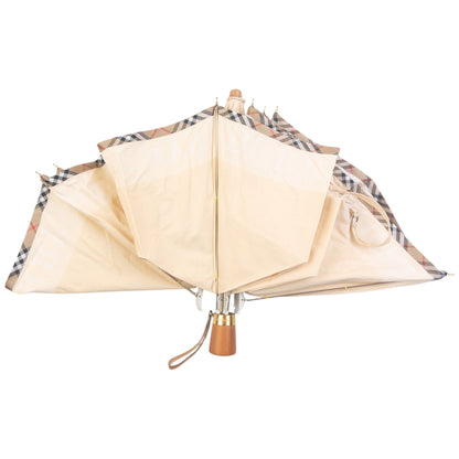Vintage 90s Burberry Nova Check Trim Umbrella | O/S, Cream