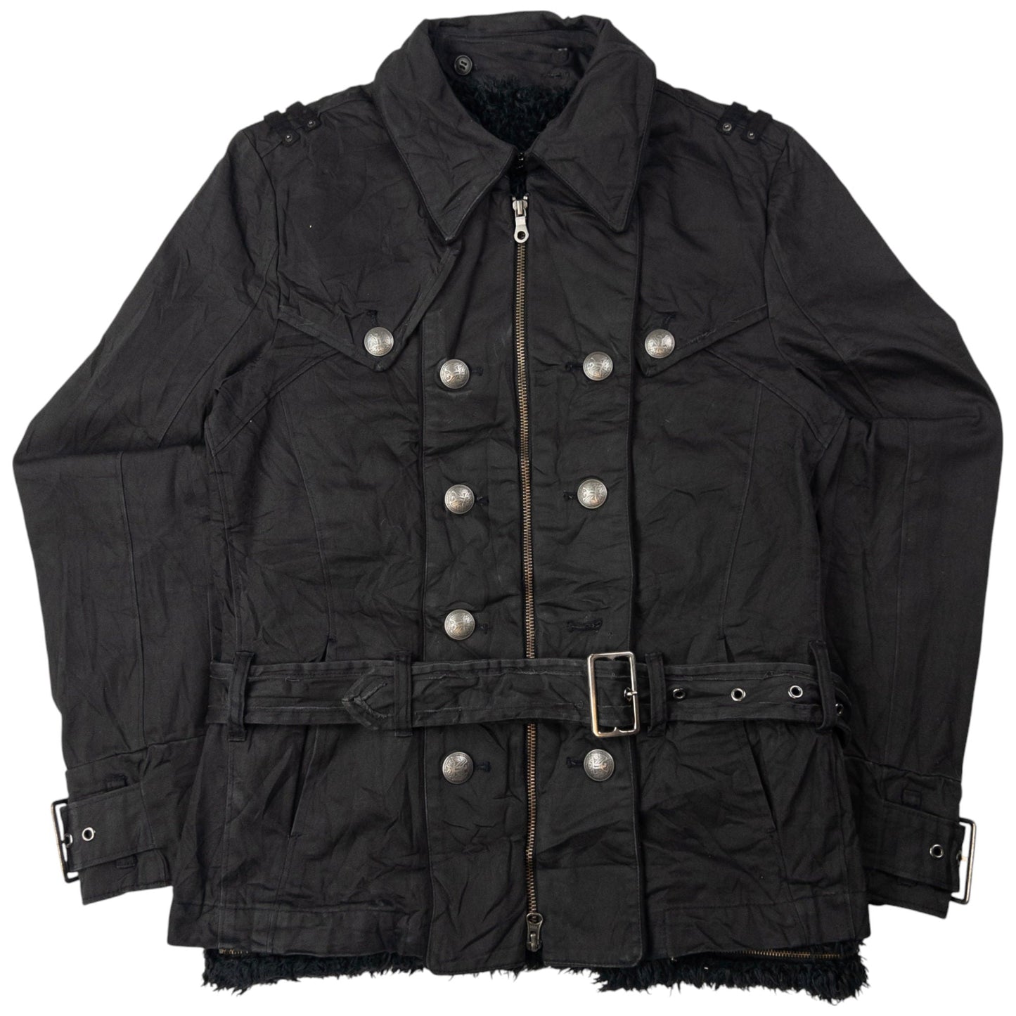 Vintage PPFM Fur Lined Zip Up Belted Jacket Womens Size M