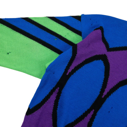 Vintage 80s Gianni Versace Wool Jumper Size M | Medium, Blue, Purple, Green, Black
