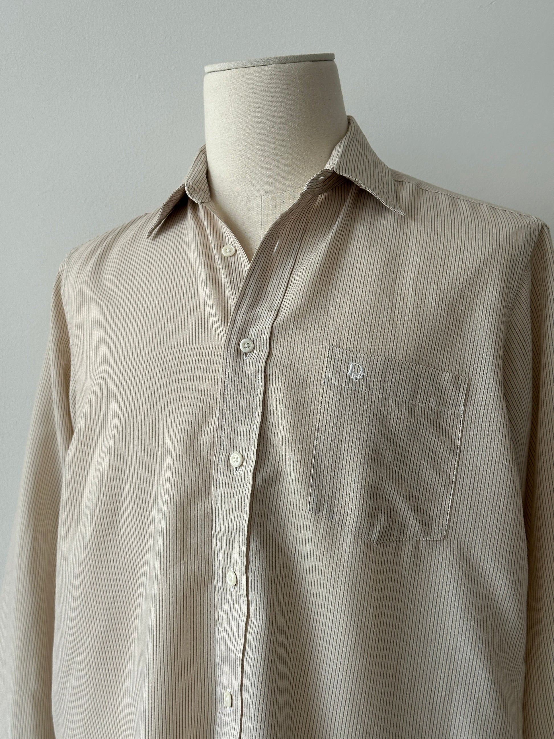 Christian Dior Chemises 1990s Logo Striped Shirt - M