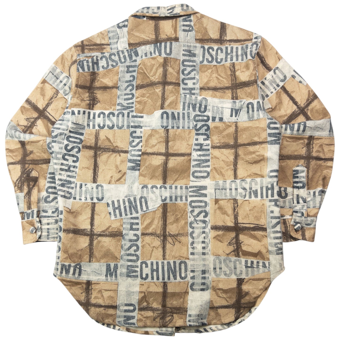 Vintage 2000s Moschino Jeans Tape Check Long Sleeve Button Up Wool Shirt Size M | Medium, Multicoloured