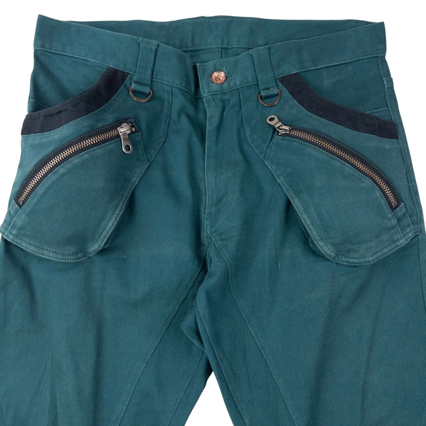 Vintage 2000s PPFM Curved Stacked Leg Cargo Trousers Size W31 | W31, Blue