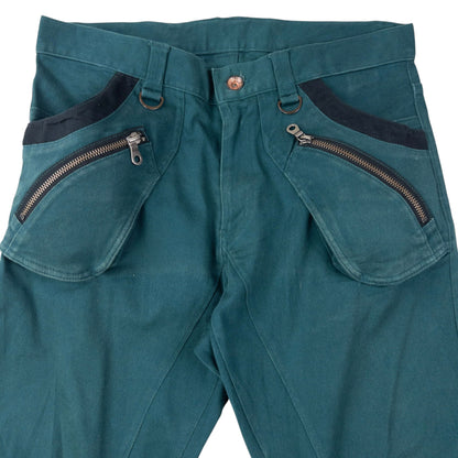 Vintage 2000s PPFM Curved Stacked Leg Cargo Trousers Size W31 | W31, Blue