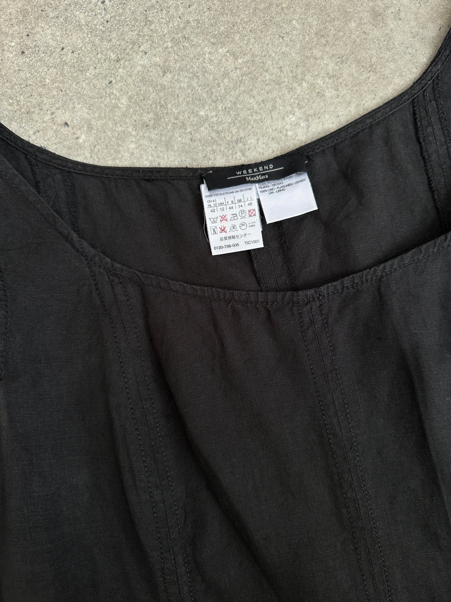 Max Mara Weekend 2000s Pure Linen Floor Length Dress - M-L