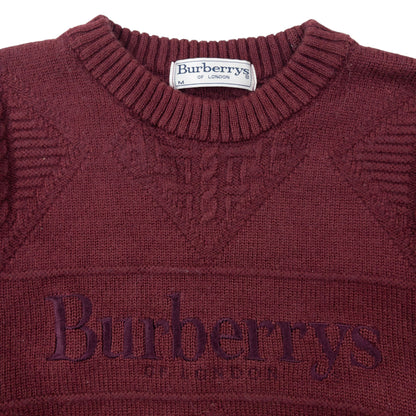 Vintage 90s Burberry Embroidered Knit Jumper Size XS | XS, Burgundy