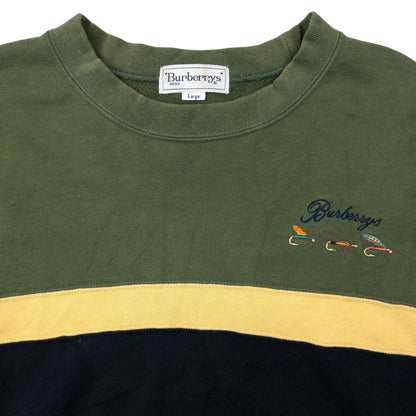 Vintage 80s Burberry Striped Sweatshirt Size L