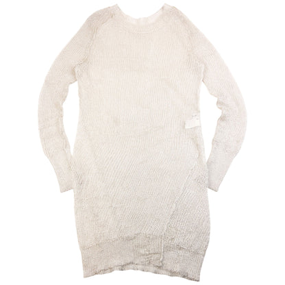 Vintage 2000s Yohji Yamamoto Loose Knit Dress Womens Size L | Large, Silver Grey