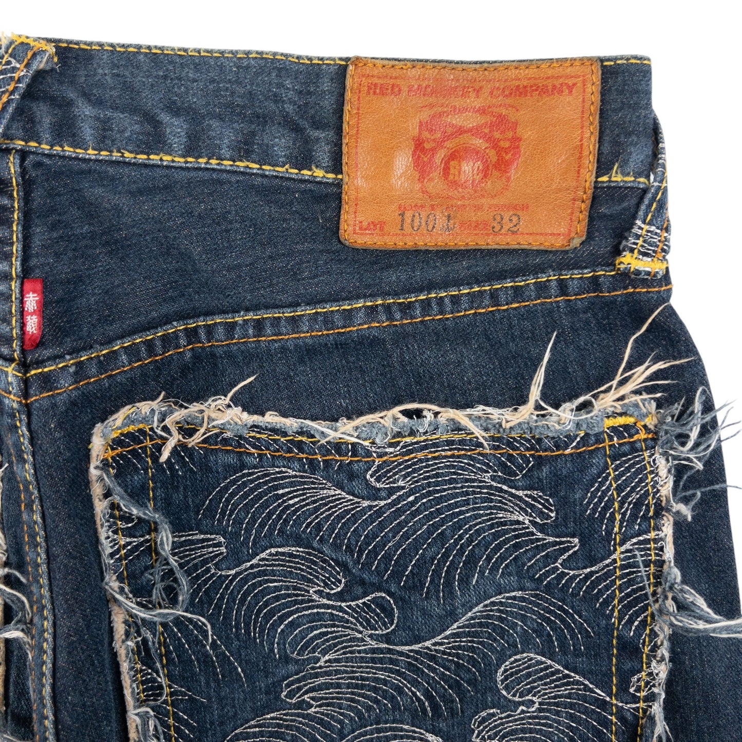 Vintage RMC Red Monkey Company Embroidered Wave Japanese Denim Jeans Size W31