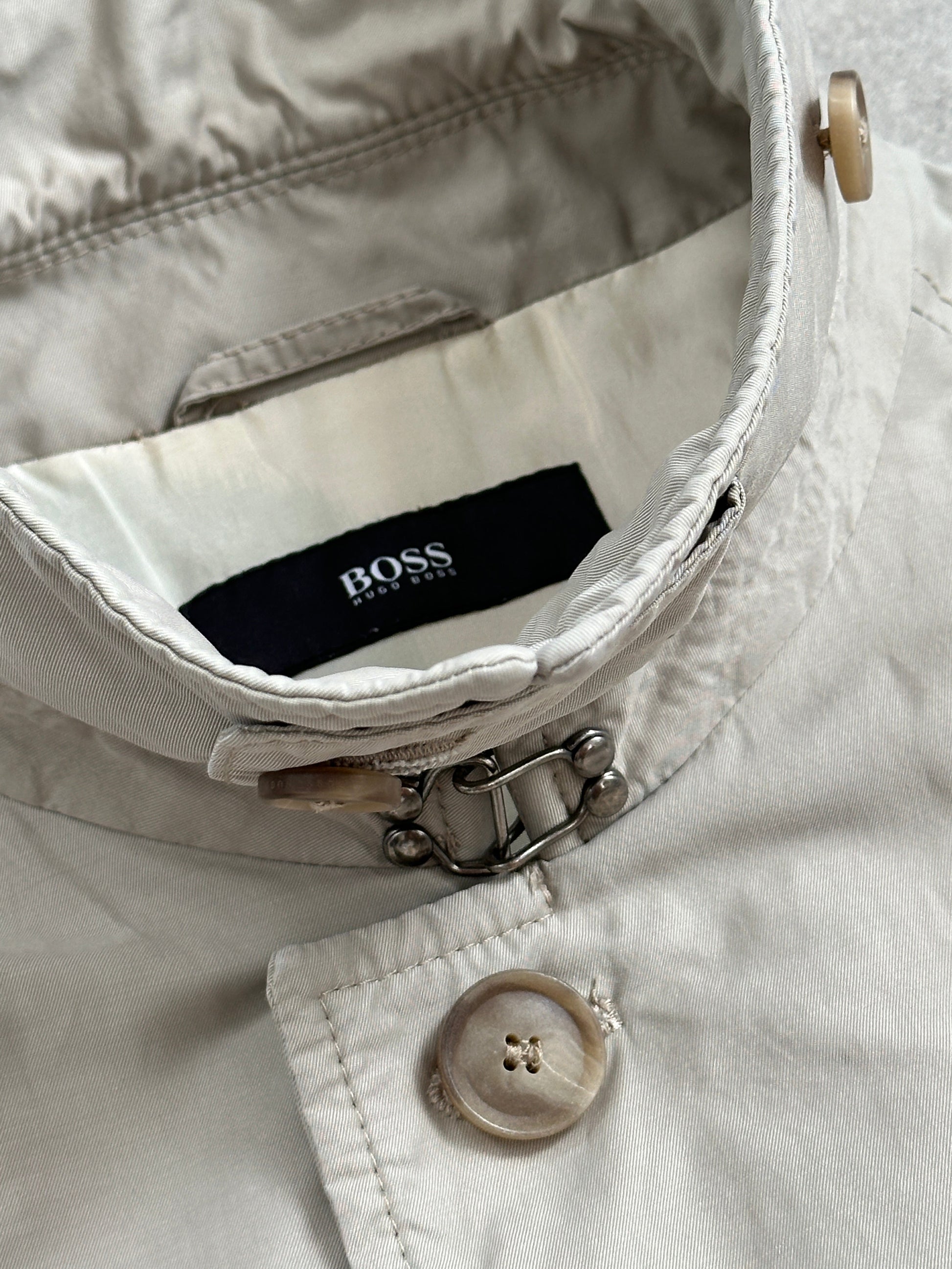 Hugo Boss 2000s High Neck Belted Trench Coat - L