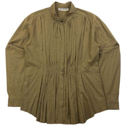 Vintage 90s Issey Miyake Pleated Long Sleeve Button Up Shirt Womens Size S | Small, Brown