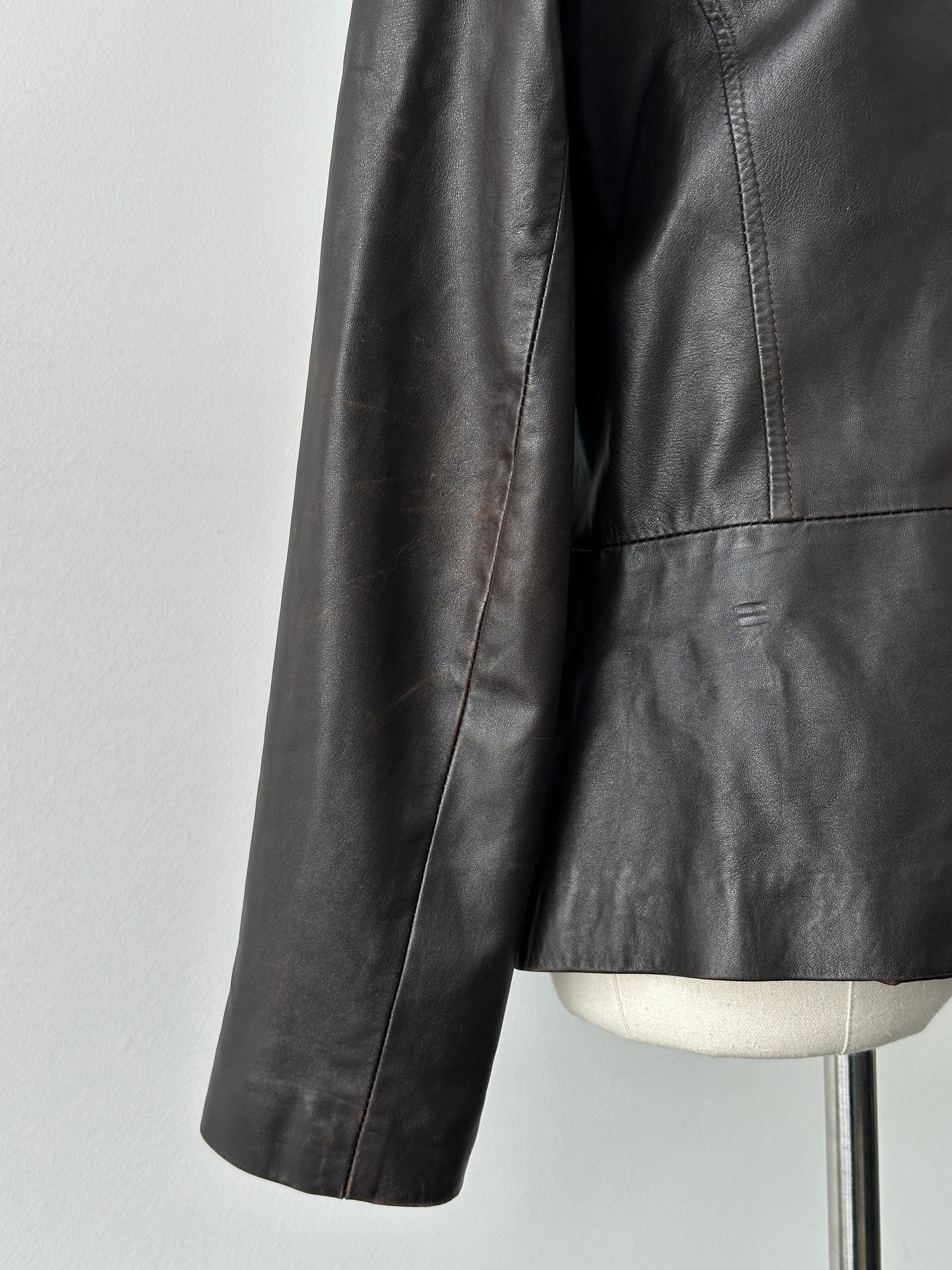 Vintage 1990s Double Zip Leather Jacket - S-M