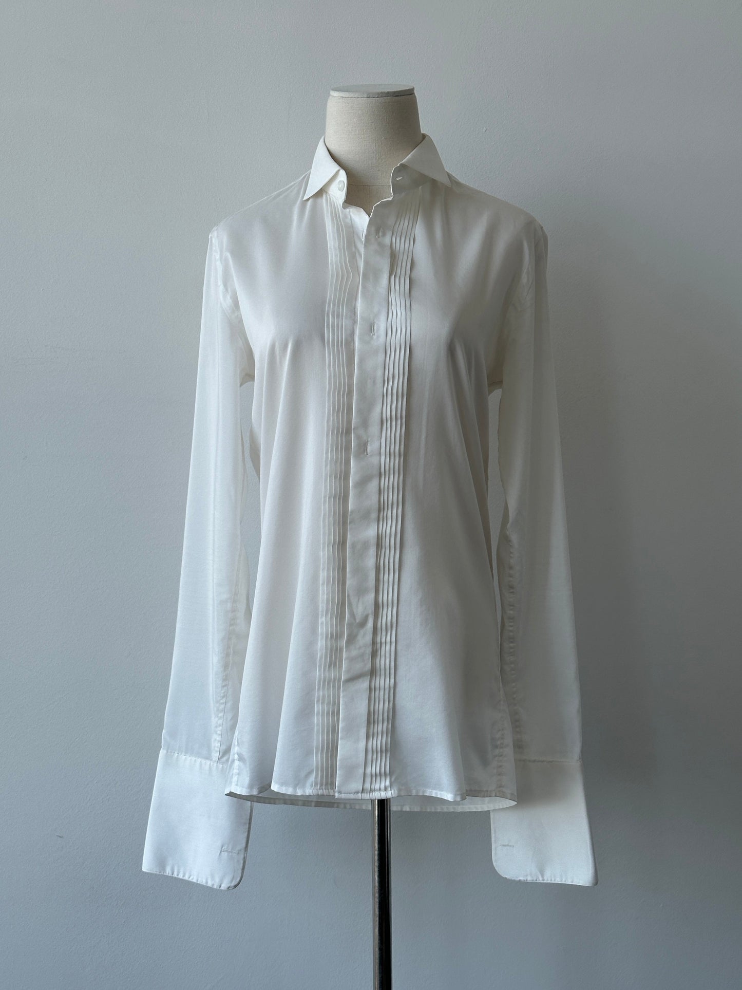 Vintage 2000s Cotton Tuxedo Dress Shirt - S