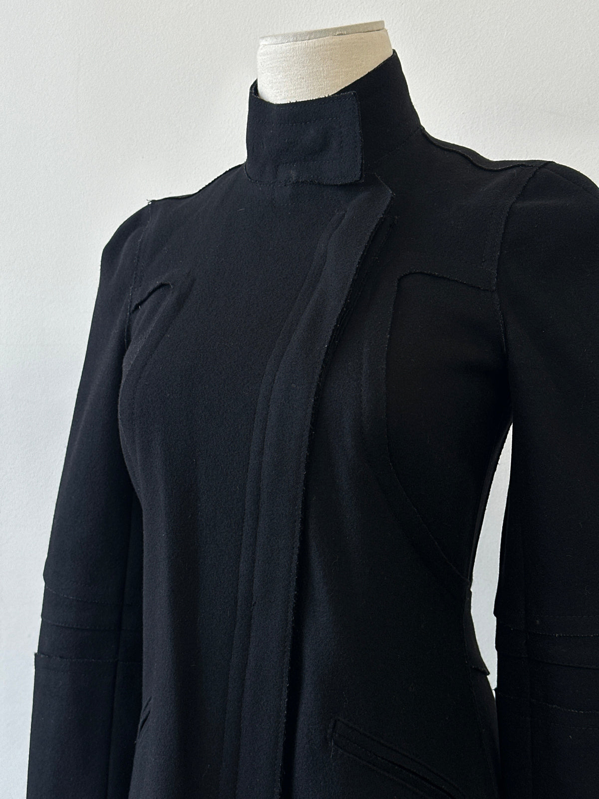 Armani Exchange 2000s Wool Funnel Neck Fitted Coat - XS