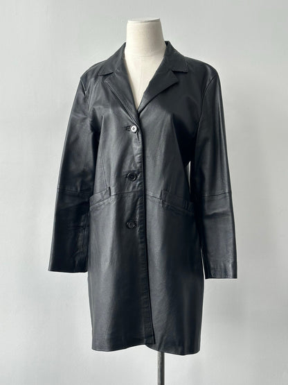 Vintage 2000s Single Breasted Leather Trench Coat - S
