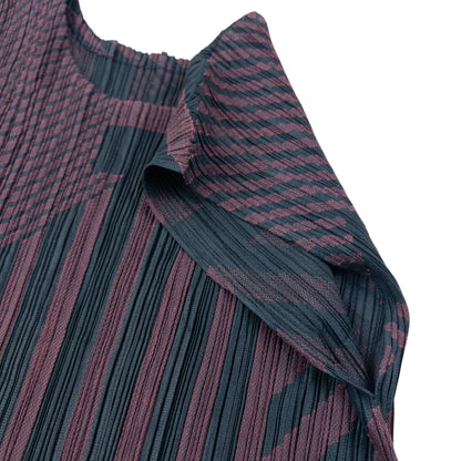 Vintage Pleats Please By Issey Miyake Pattern Mini Dress Womens Size M | Medium, Navy