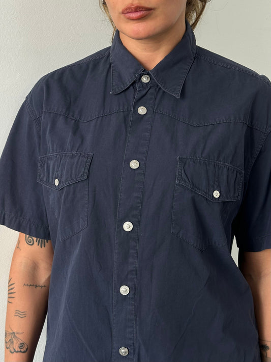 Versace Jeans Couture 1990s Bespoke Button Short Sleeve Shirt - L