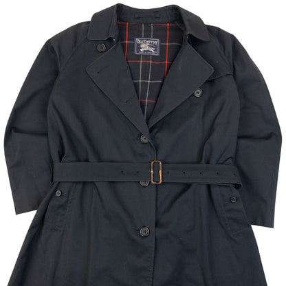 Vintage 90S Burberry Nova Check Lined Belt Waist Trench Jacket Womens Size XL | XL, Navy