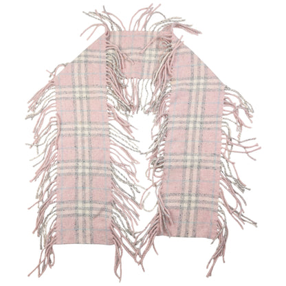 Vintage Burberry Nova Check Tassel Trim Knit Scarf | O/S, Pink