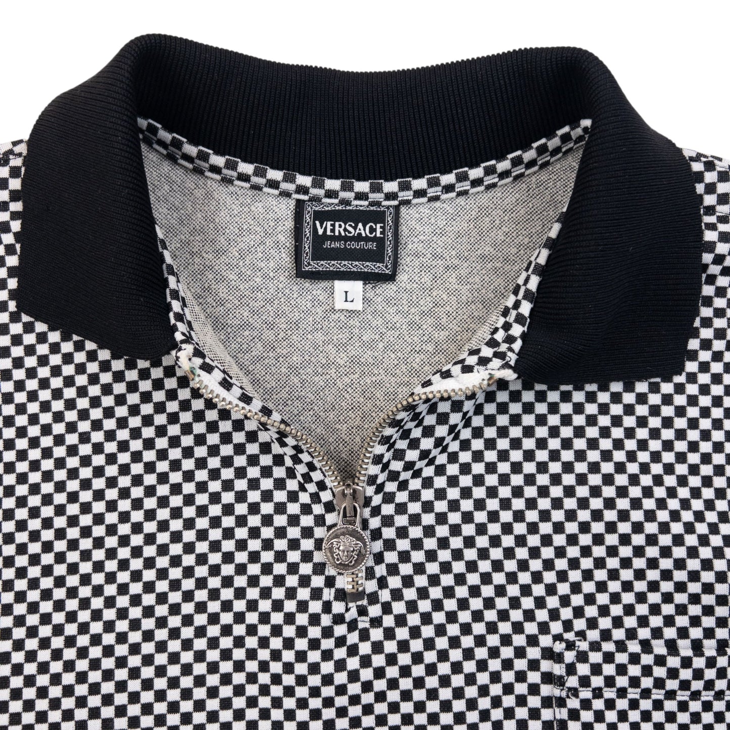 Vintage 90s Versace Jeans Couture Checkered Q Zip Polo Sweatshirt Size S | Small, Multicoloured