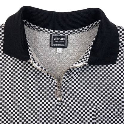 Vintage 90s Versace Jeans Couture Checkered Q Zip Polo Sweatshirt Size S | Small, Multicoloured