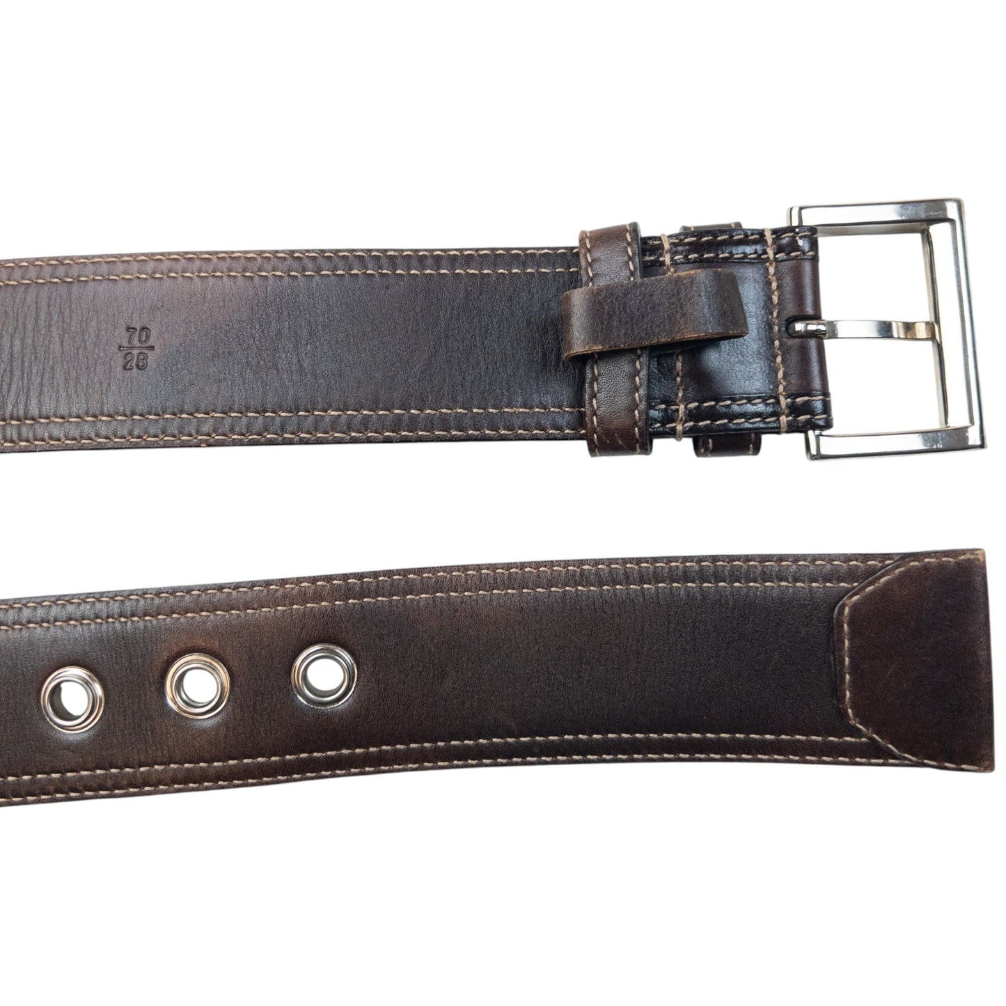 Vintage 90s Prada Leather Belt Size W26 | O/S, Brown